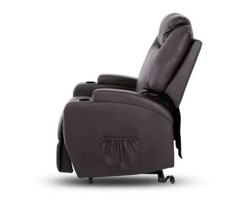 Electric Recliner Lift Chair Massage Armchair Heating PU Leather Brown