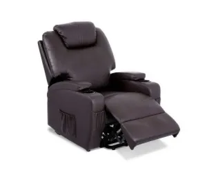 Electric Recliner Lift Chair Massage Armchair Heating PU Leather Brown