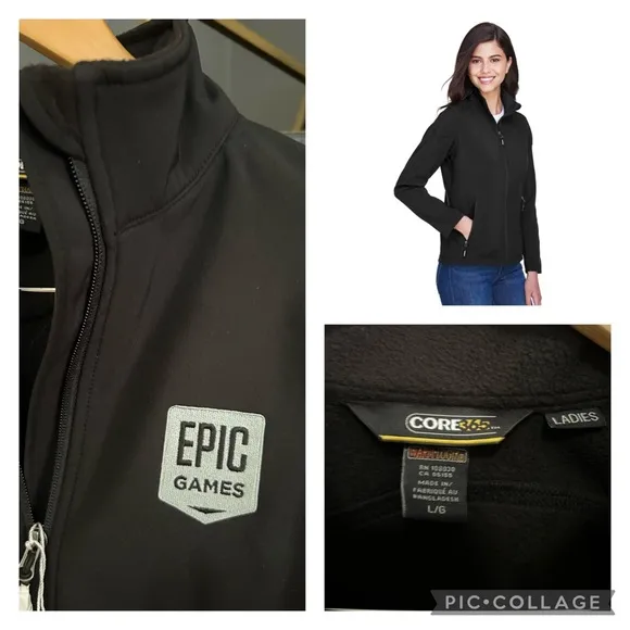EPIC Games Jacket Large Black Ladies Cruise 2-Layer Fleece Bonded Soft Shell Jkt