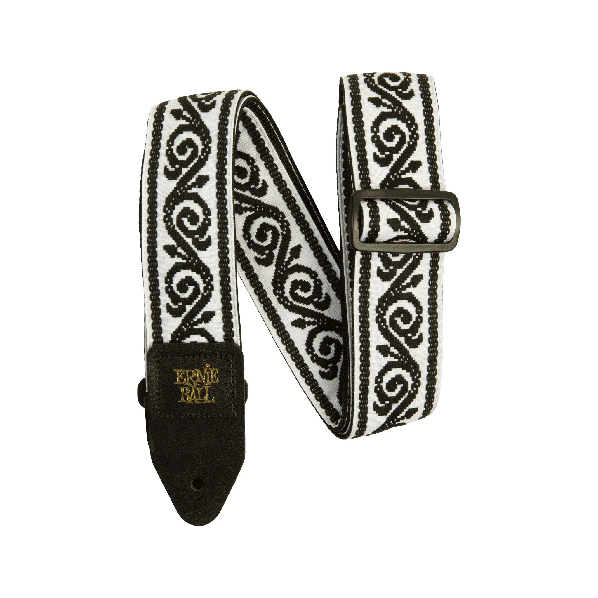 Ernie Ball Polypro Jacquard Guitar Strap, Black Vine