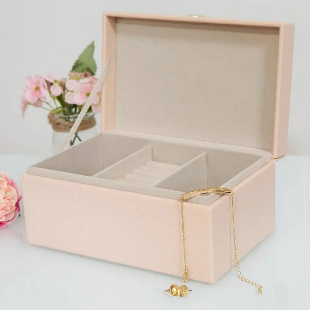 Estella Baby Pink Pu Leather Jewellery Box Jewelry & Trinket Storage Case