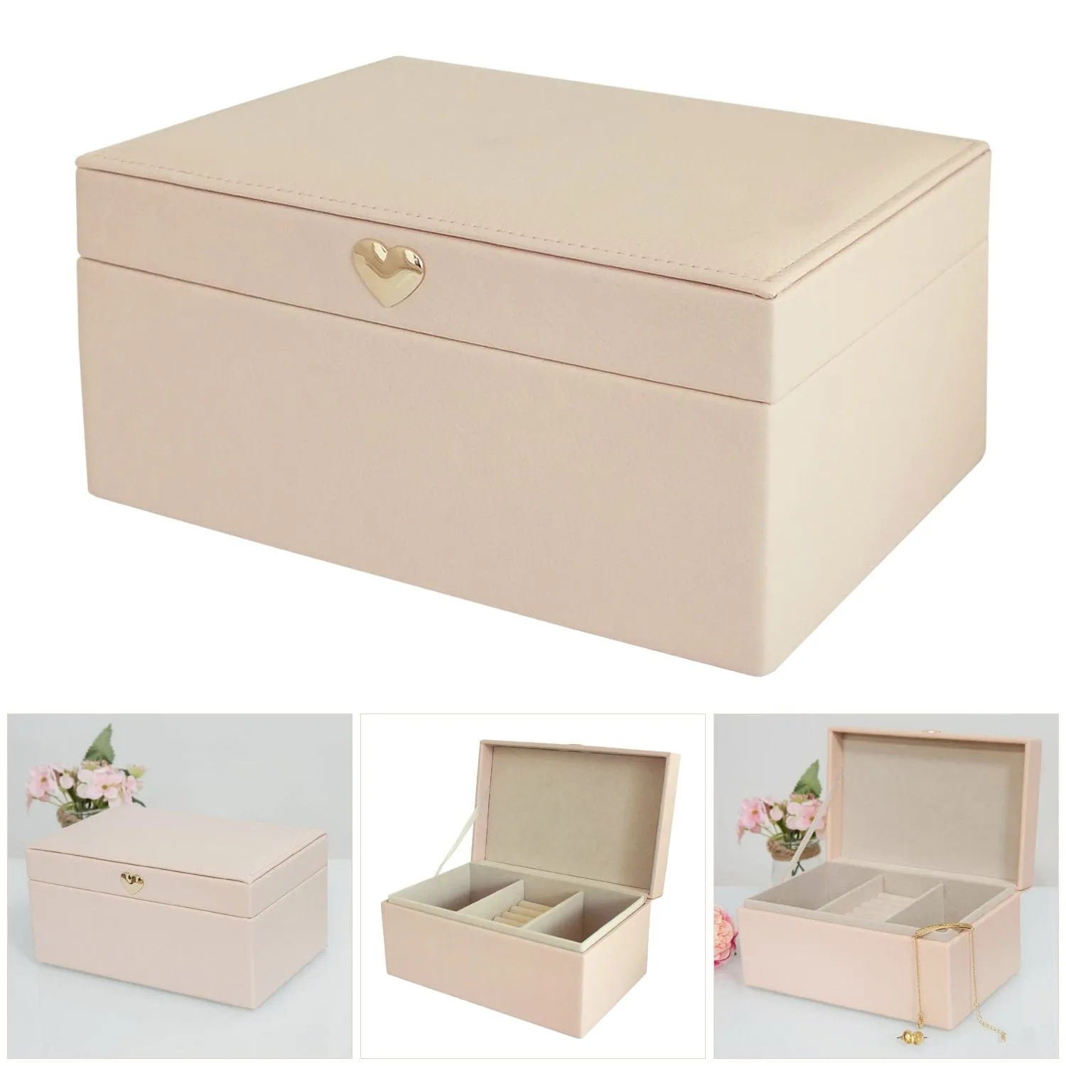 Estella Baby Pink Pu Leather Jewellery Box Jewelry & Trinket Storage Case
