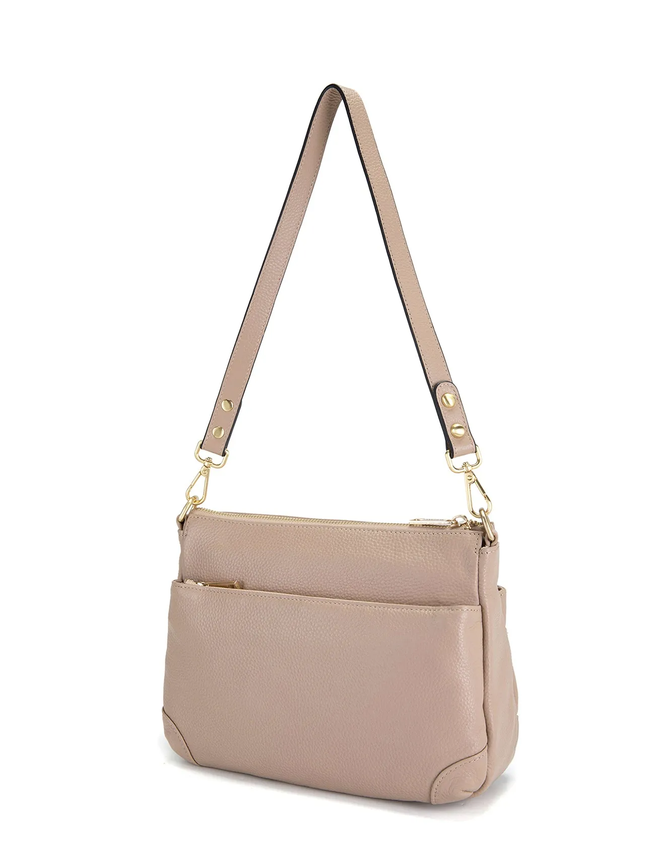 FAITH LEATHER CROSS BODY BAG- E1-0749-PUTTY