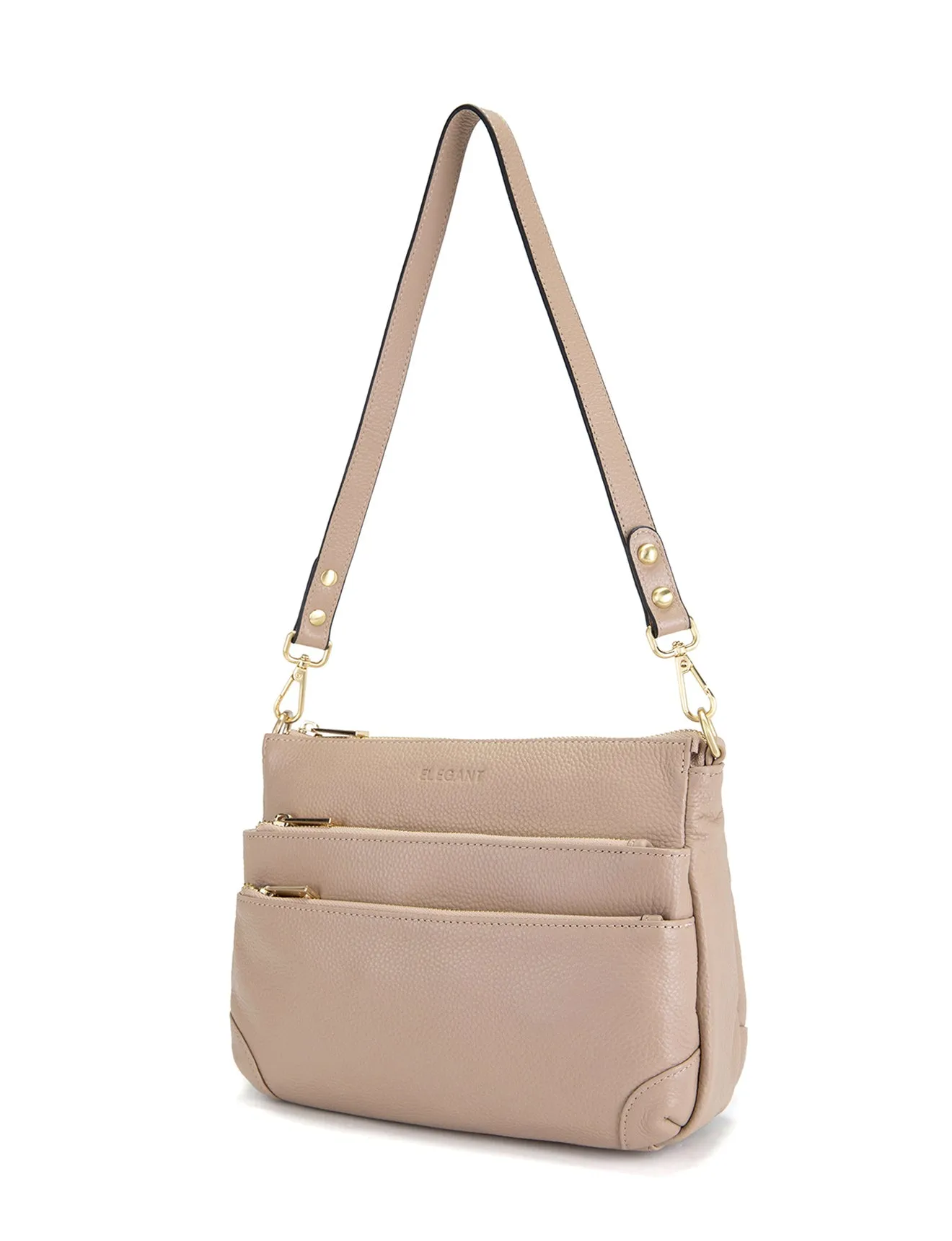 FAITH LEATHER CROSS BODY BAG- E1-0749-PUTTY
