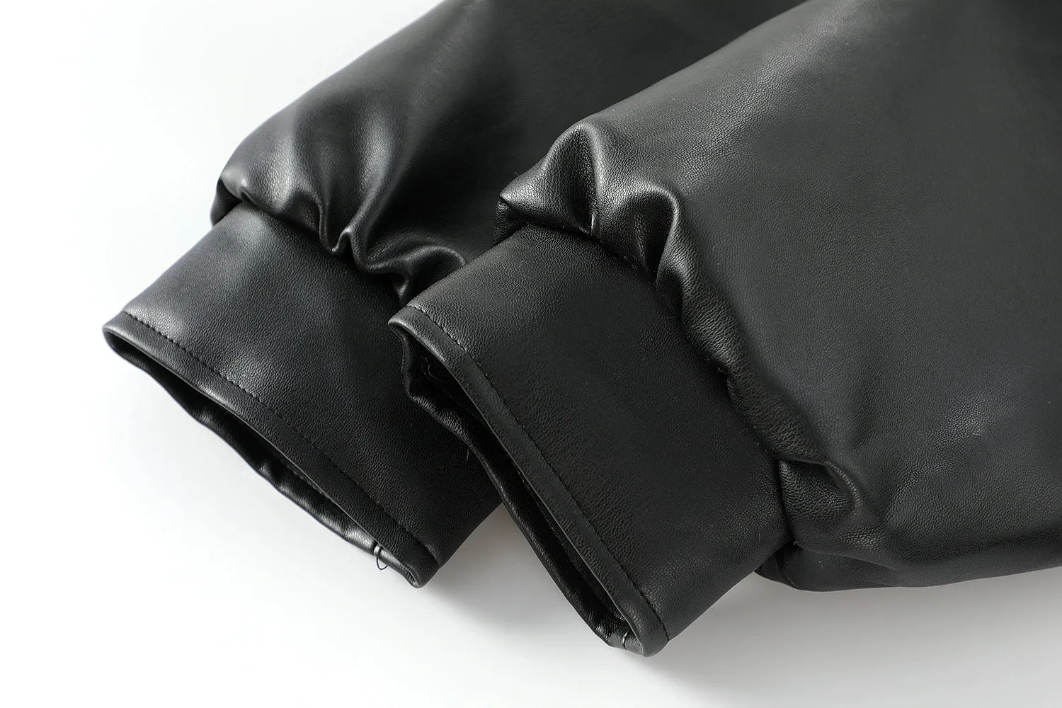 Faux Fur Collar Faux Leather Coat