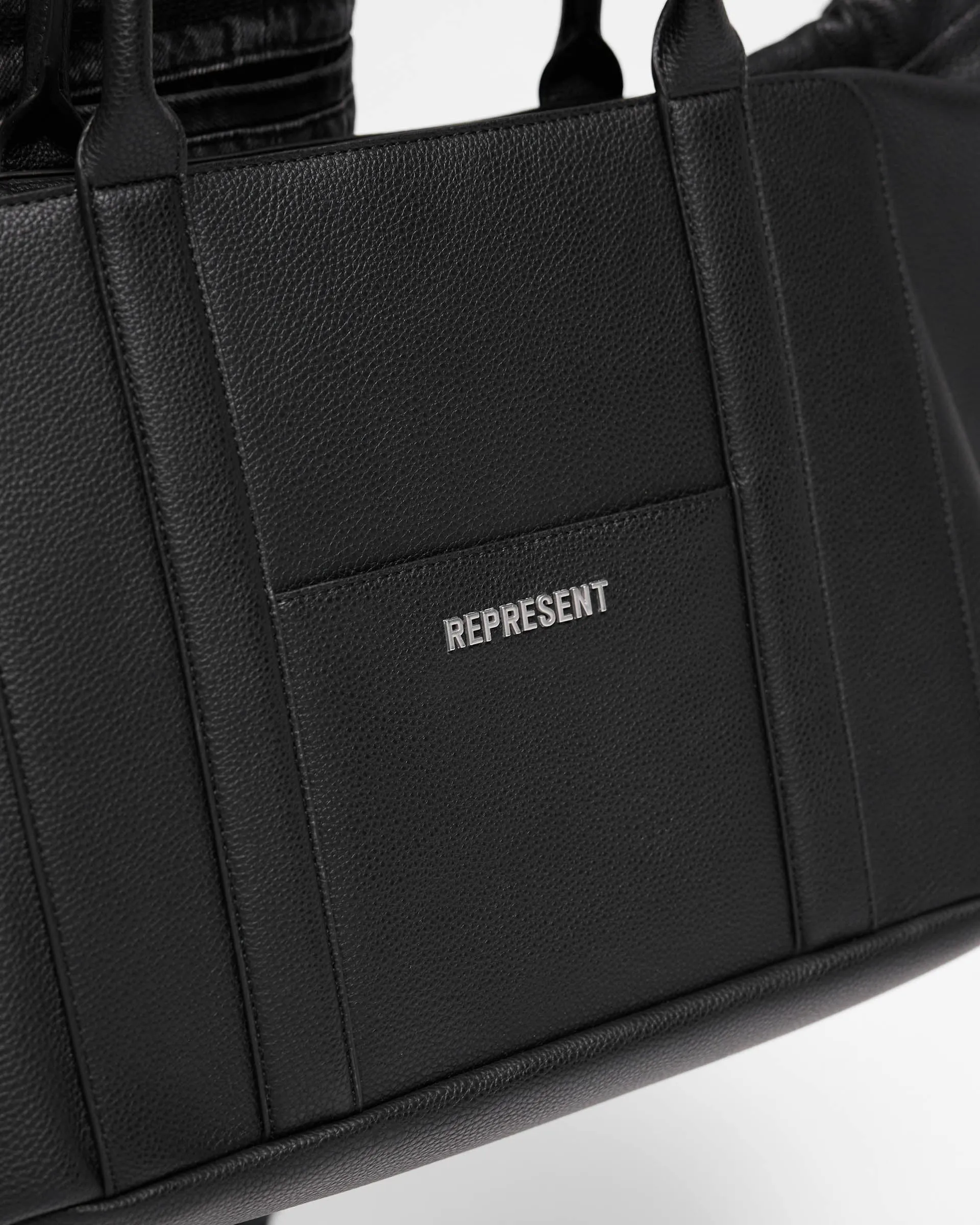 Faux Leather Holdall - Jet Black