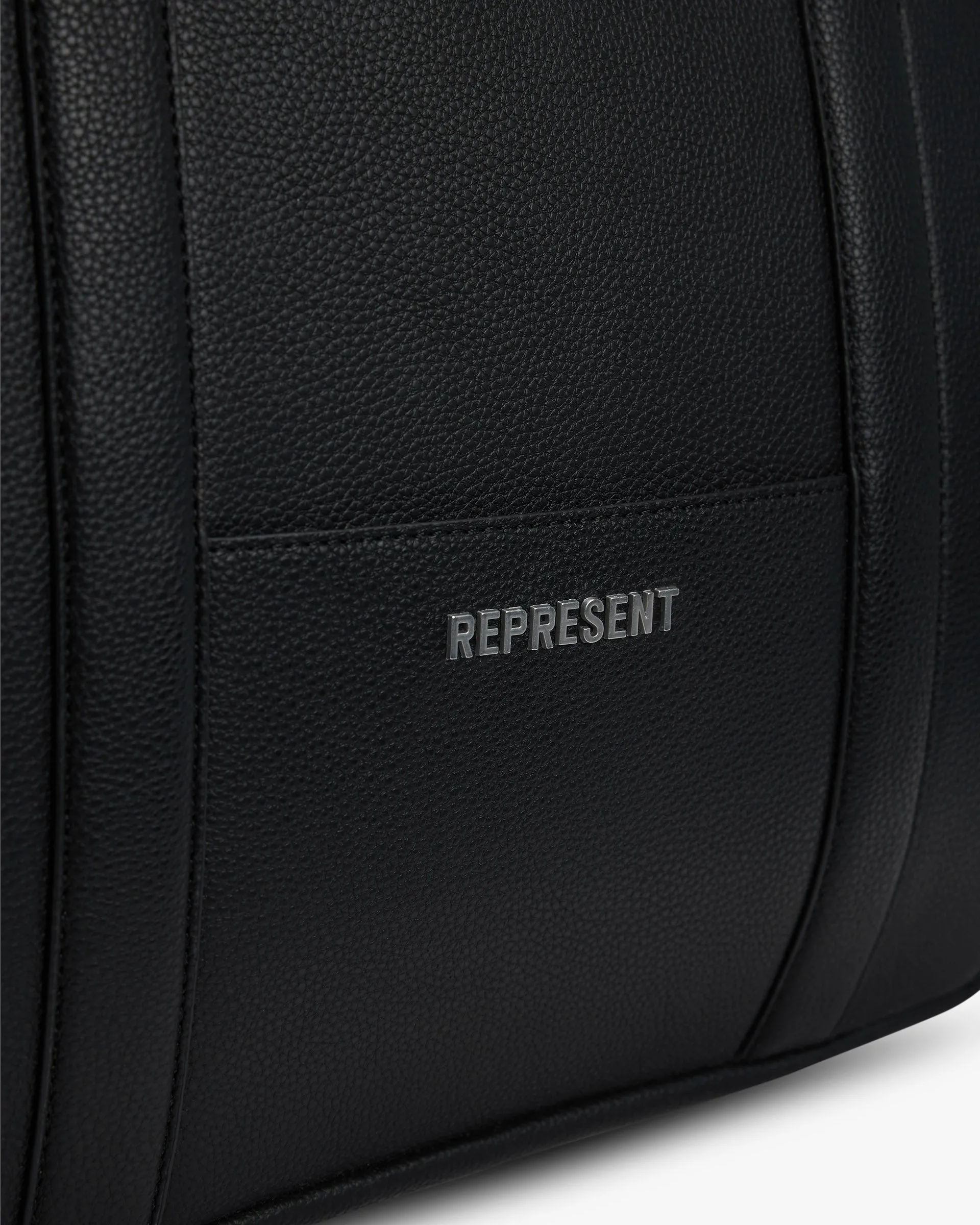 Faux Leather Holdall - Jet Black