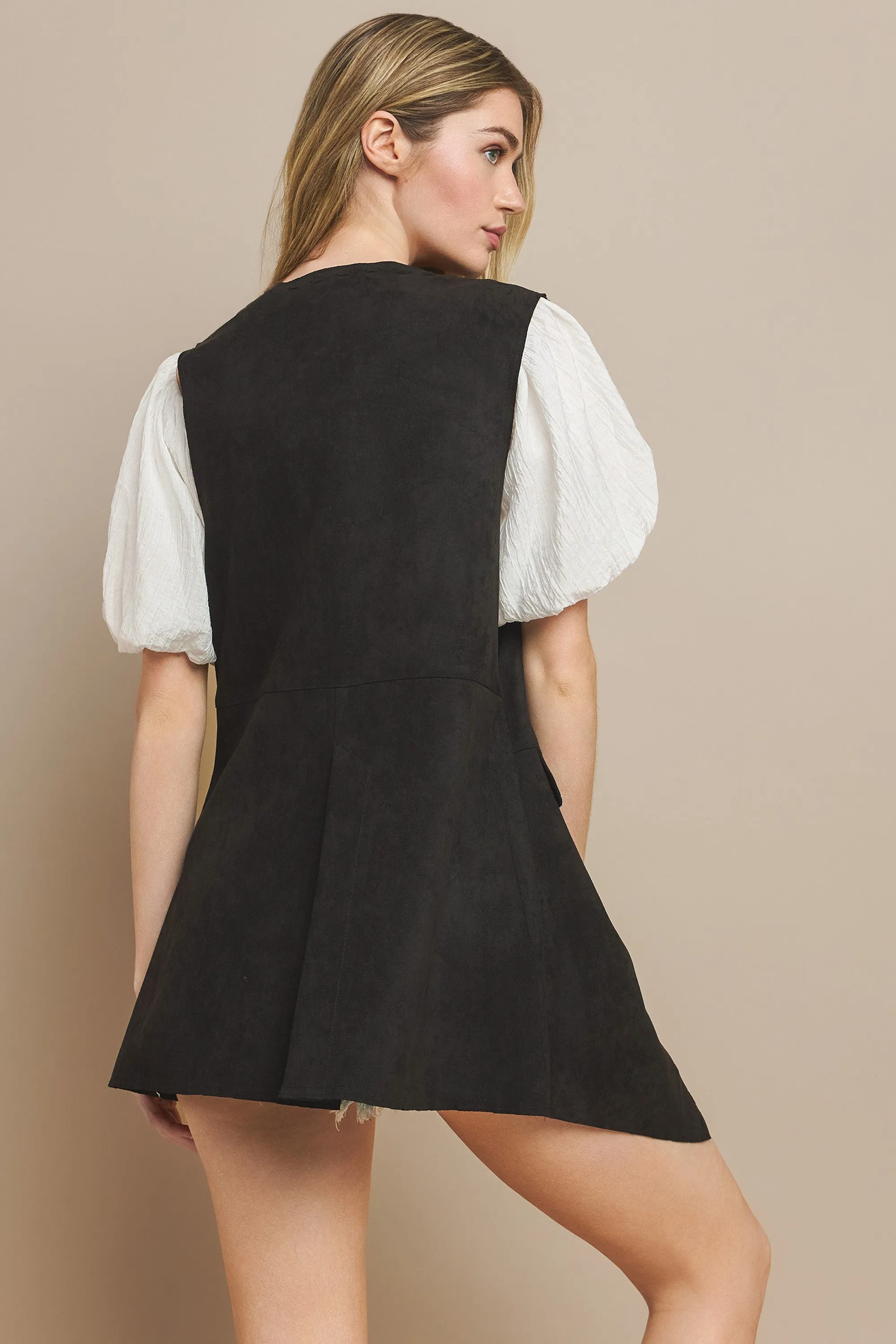 FAUX SUEDE MIDI VEST W6432JIA