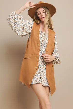 FAUX SUEDE MIDI VEST W6432JIA