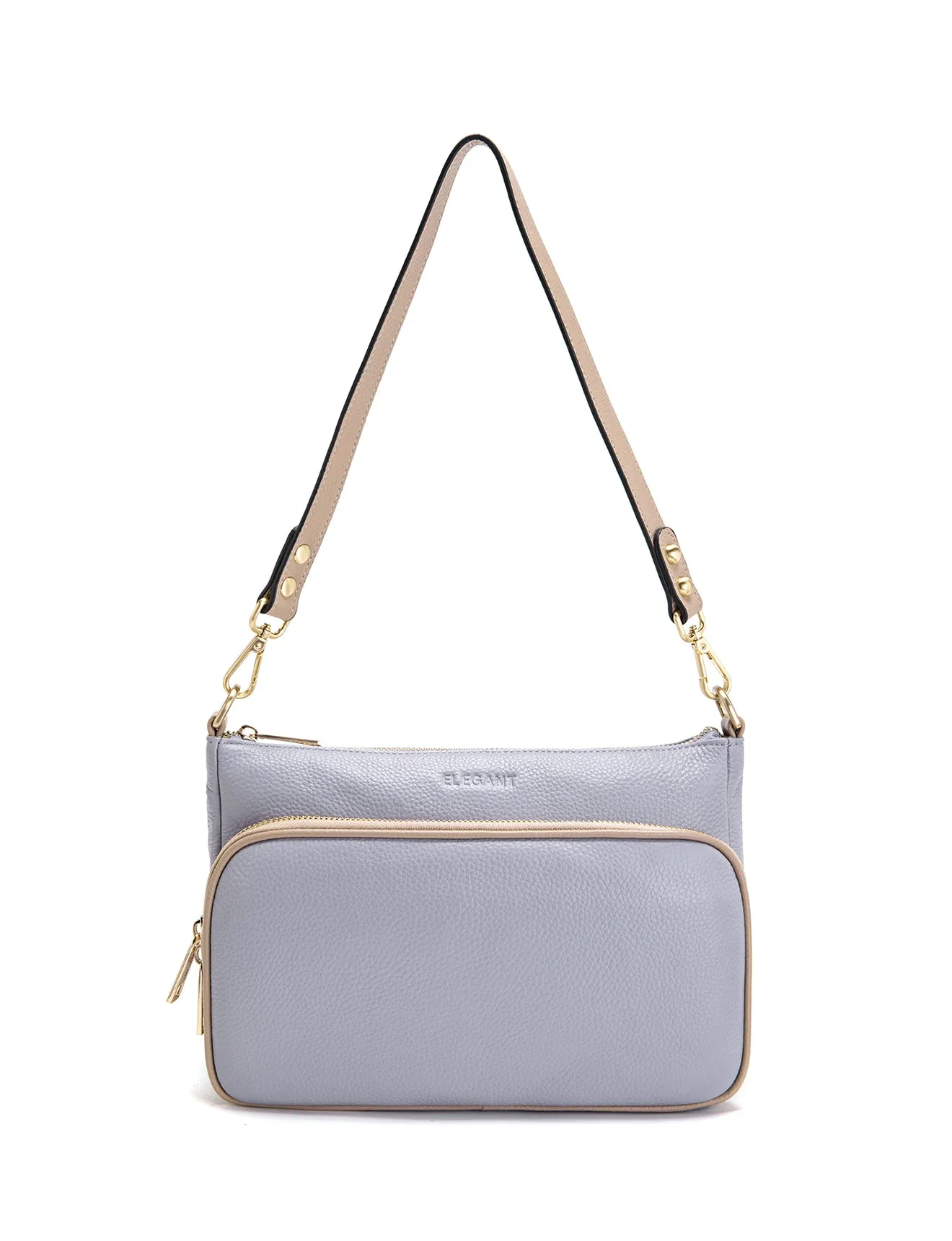 FELICITY LEATHER XBODY BAG- E1-0814A-CORNFLOWER/PUTTY