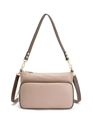FELICITY LEATHER XBODY BAG- E1-0814A-PUTTY/CINNAMON- SALE