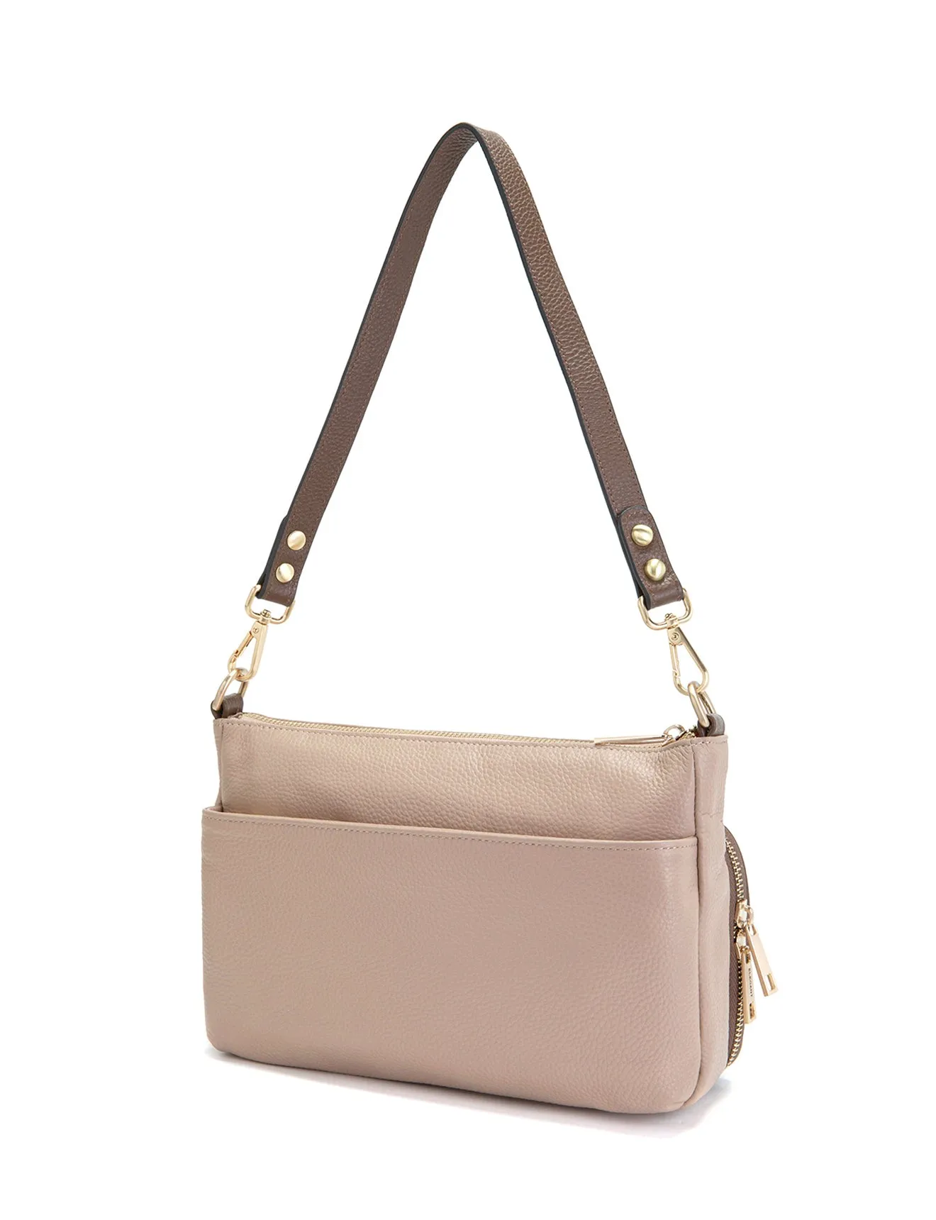FELICITY LEATHER XBODY BAG- E1-0814A-PUTTY/CINNAMON- SALE