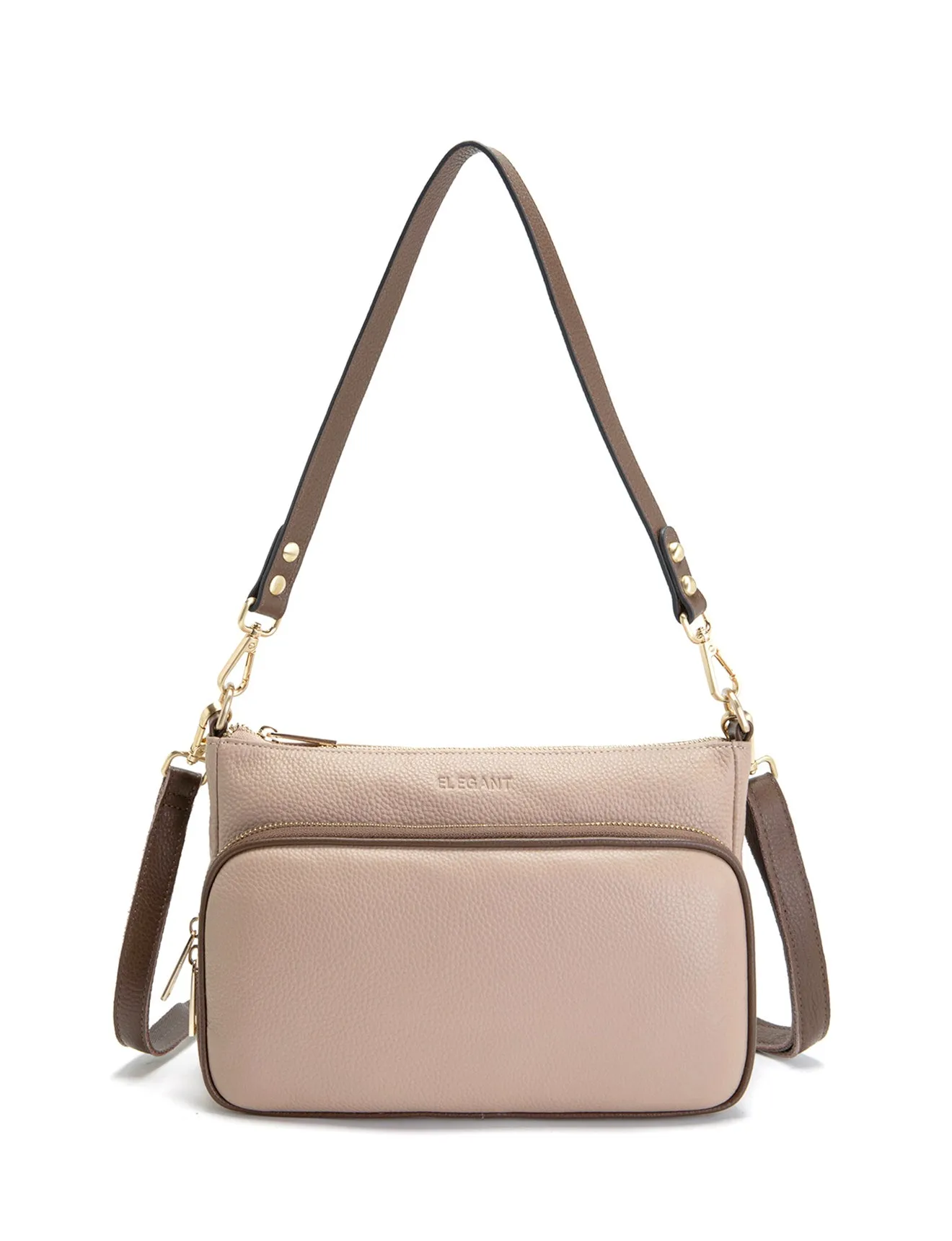 FELICITY LEATHER XBODY BAG- E1-0814A-PUTTY/CINNAMON- SALE