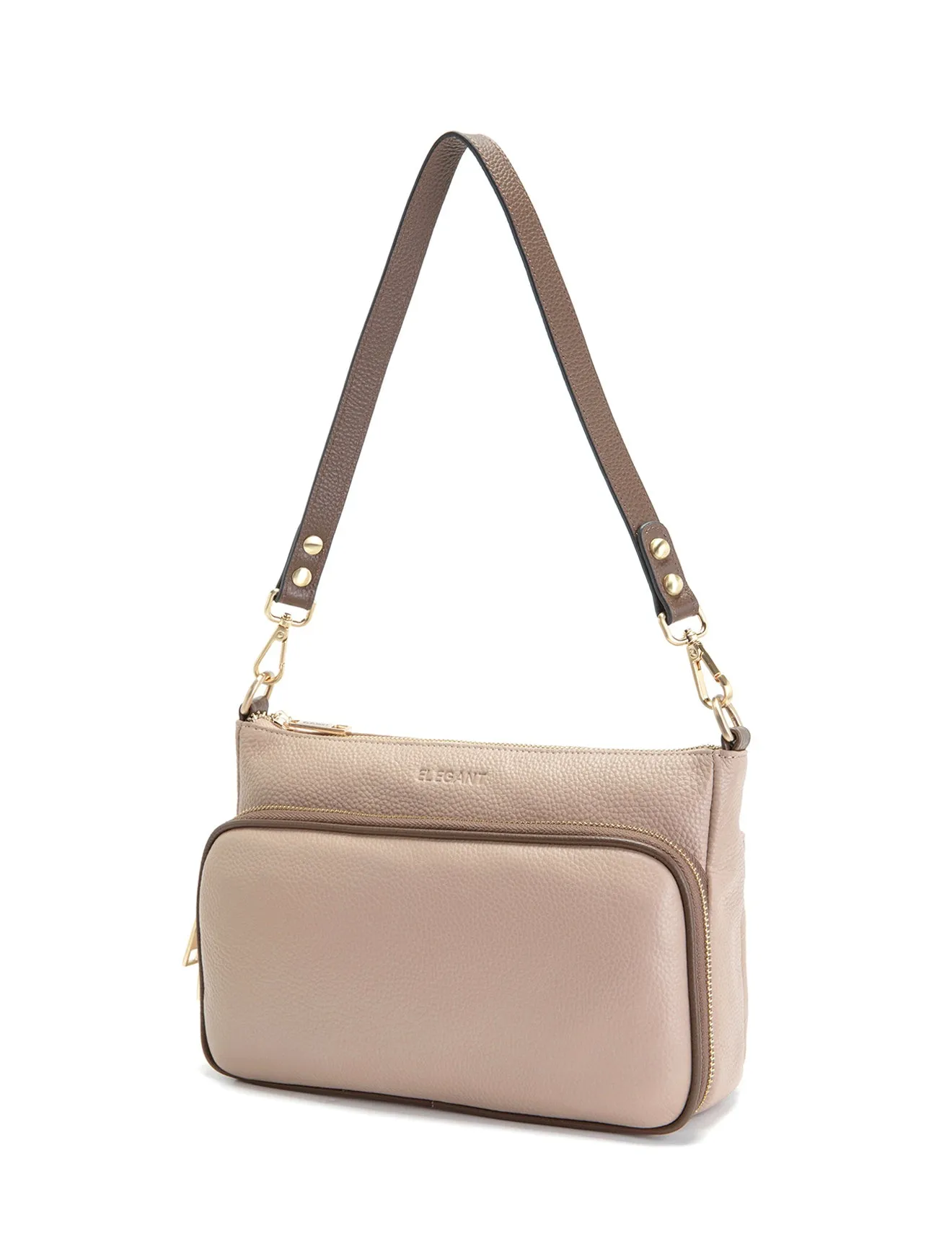 FELICITY LEATHER XBODY BAG- E1-0814A-PUTTY/CINNAMON- SALE