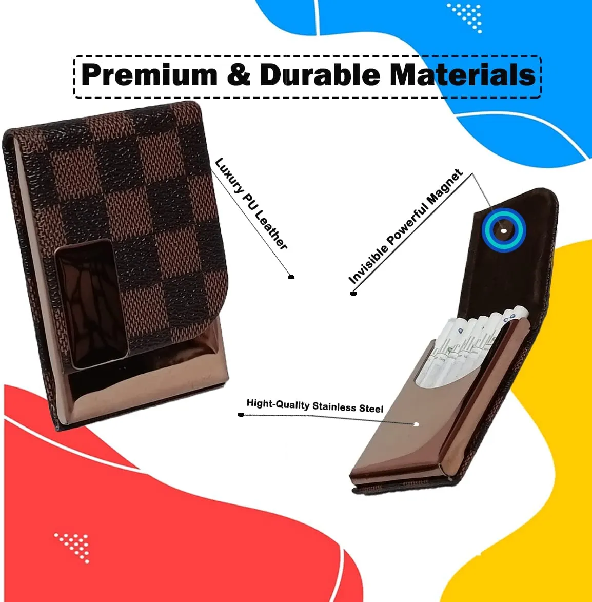 Felstar Indias Fashion Metal Cigarette Case Holder for 7 Cigarettes Box Crush Proof Pocket Size - Dark Brown