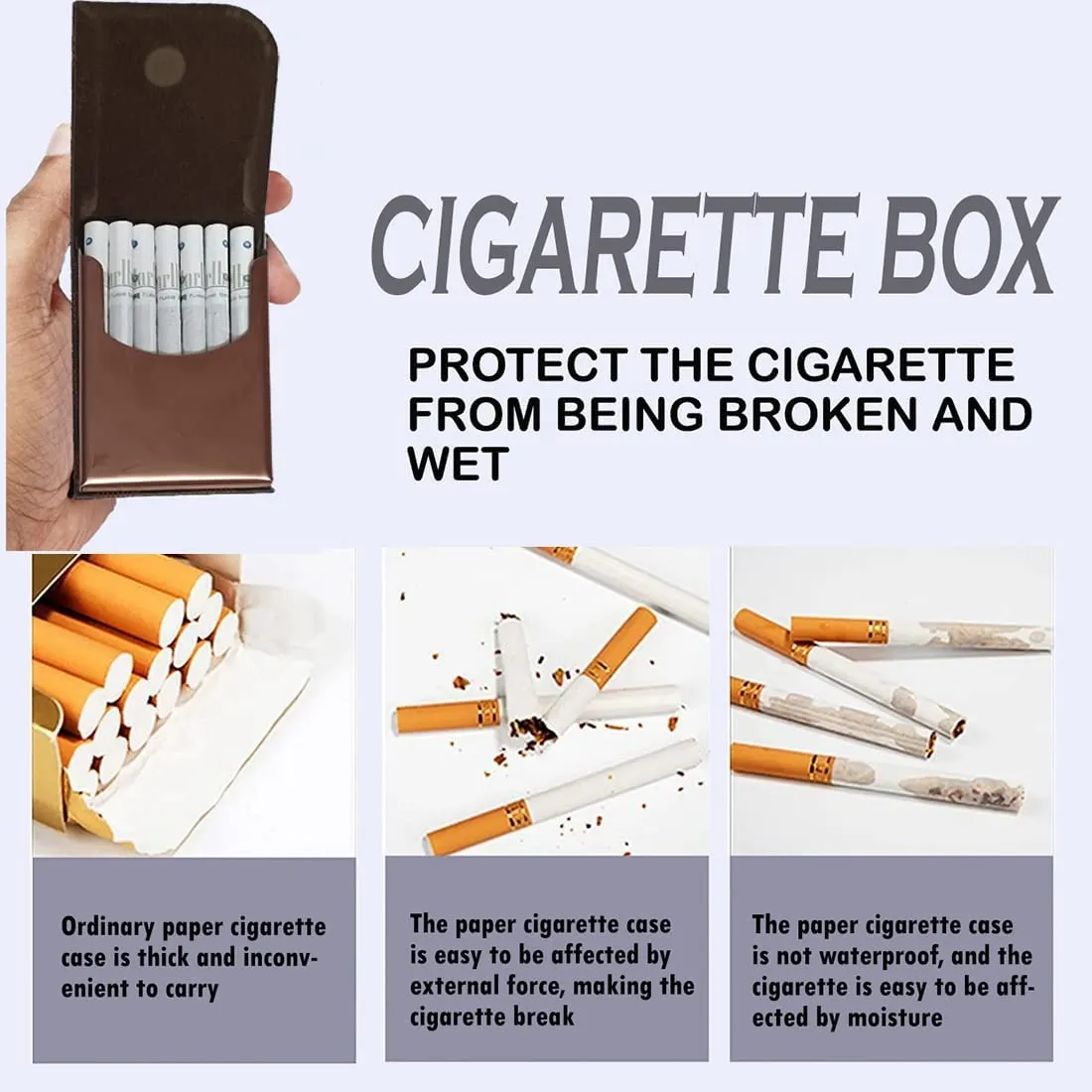 Felstar Indias Fashion Metal Cigarette Case Holder for 7 Cigarettes Box Crush Proof Pocket Size - Dark Brown