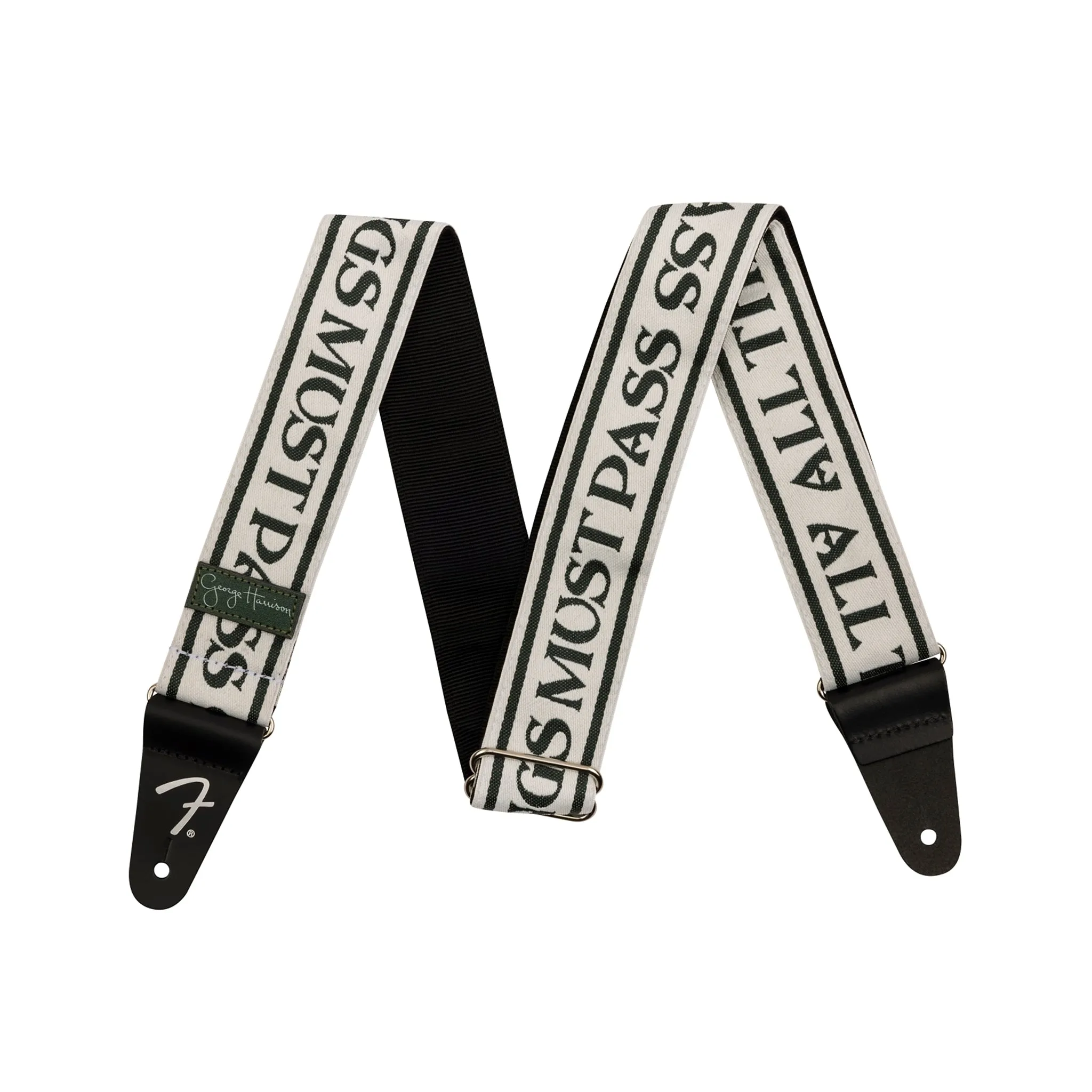 Fender George Harrison All Things Logo Guitar Strap, Black/White