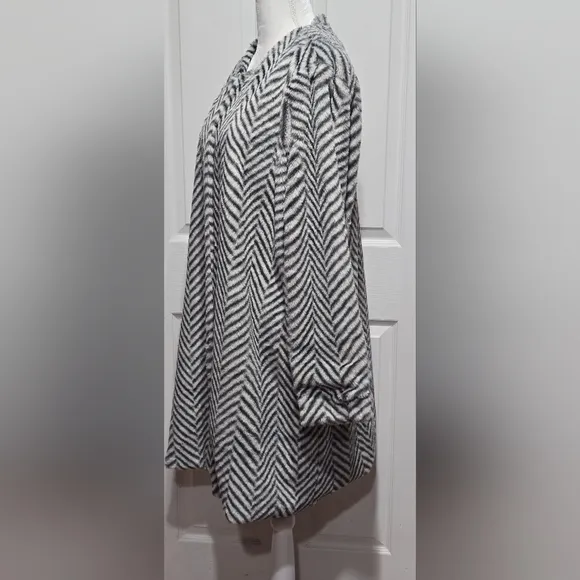 Fever Chevron Design Faux Fur Coat