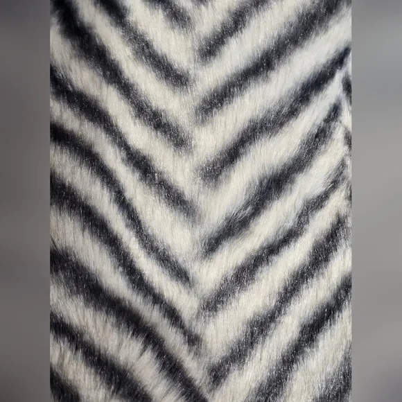 Fever Chevron Design Faux Fur Coat