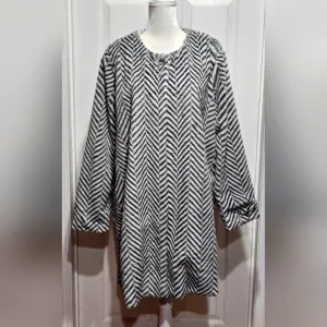Fever Chevron Design Faux Fur Coat
