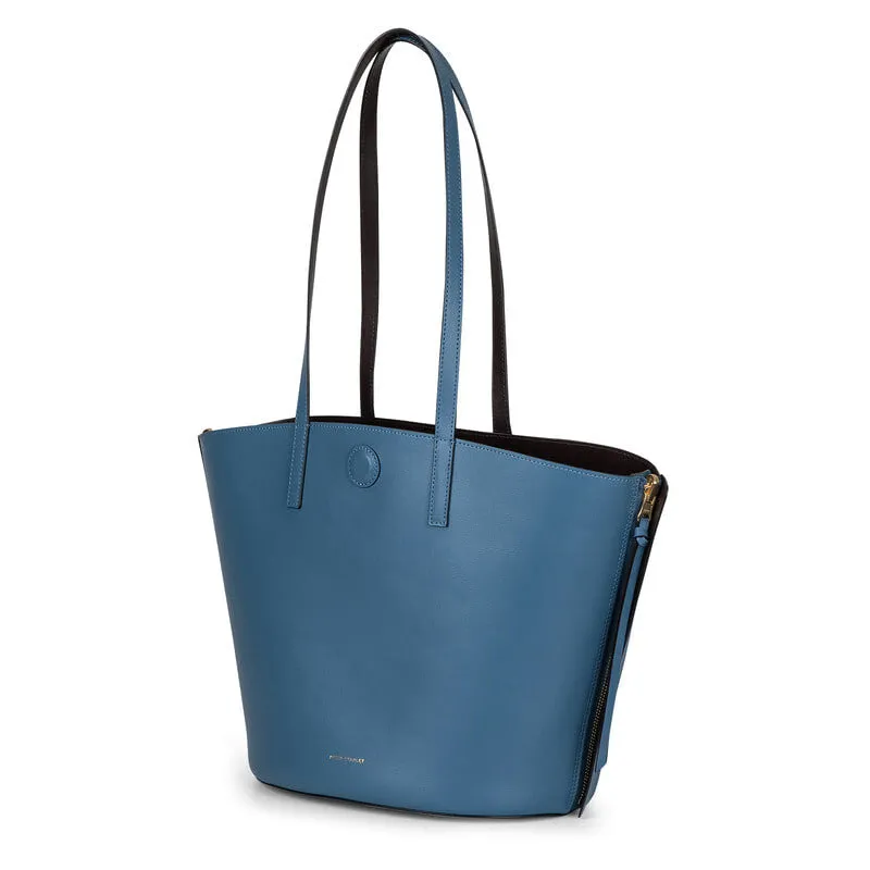 [FINAL RUN] REVERSIBLE SHOPPER BAG CERULEAN BLUE/CHOCOLATE