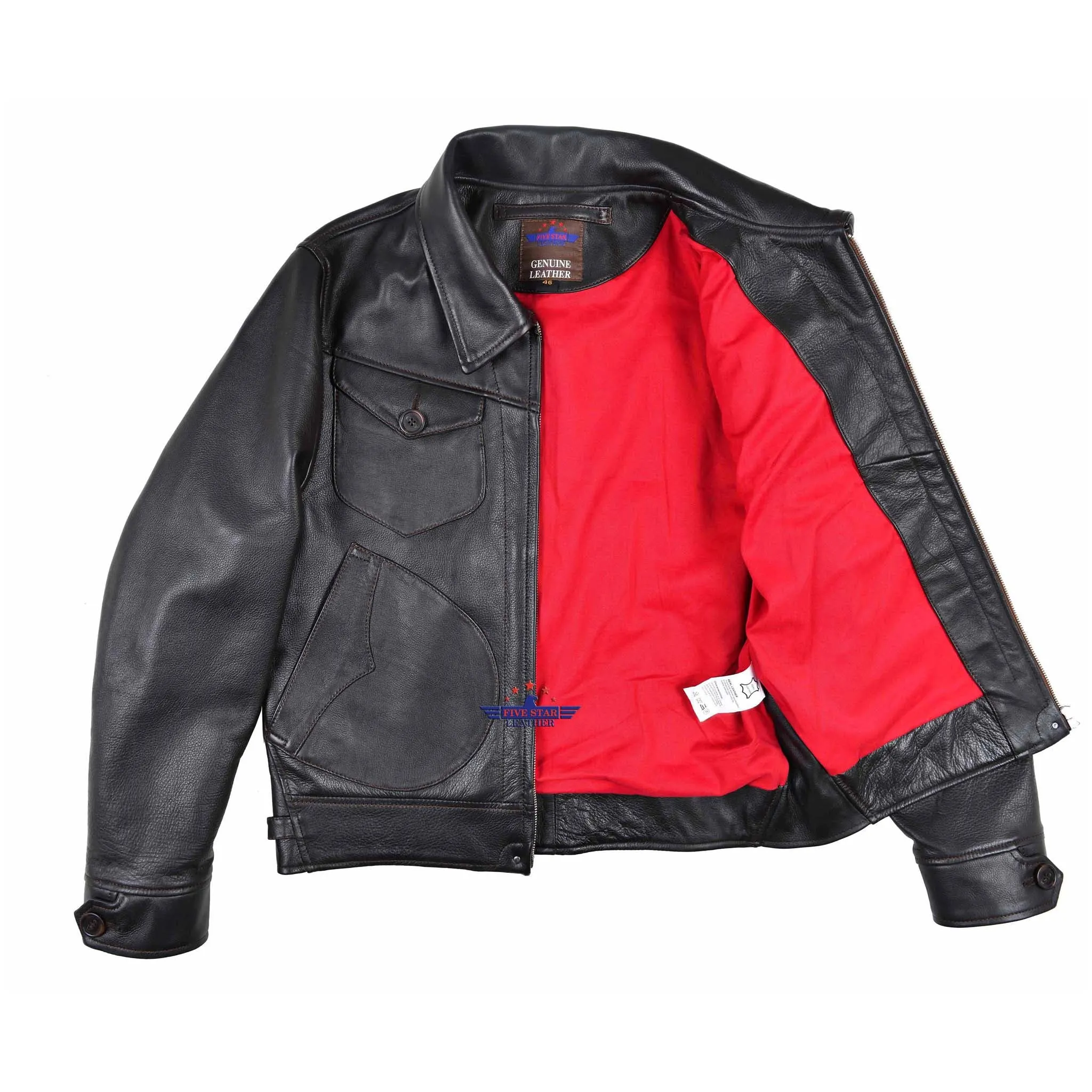 FiveStar Leather Men Real Steerhide zippered ranch jacket
