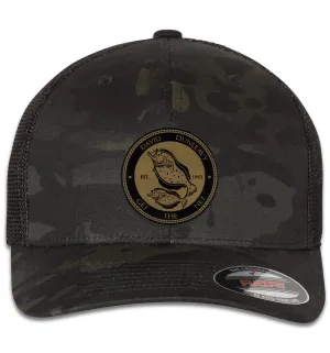 Flounder Deco 6 Panel Trucker Snap Back Multicam Black/Black Hat