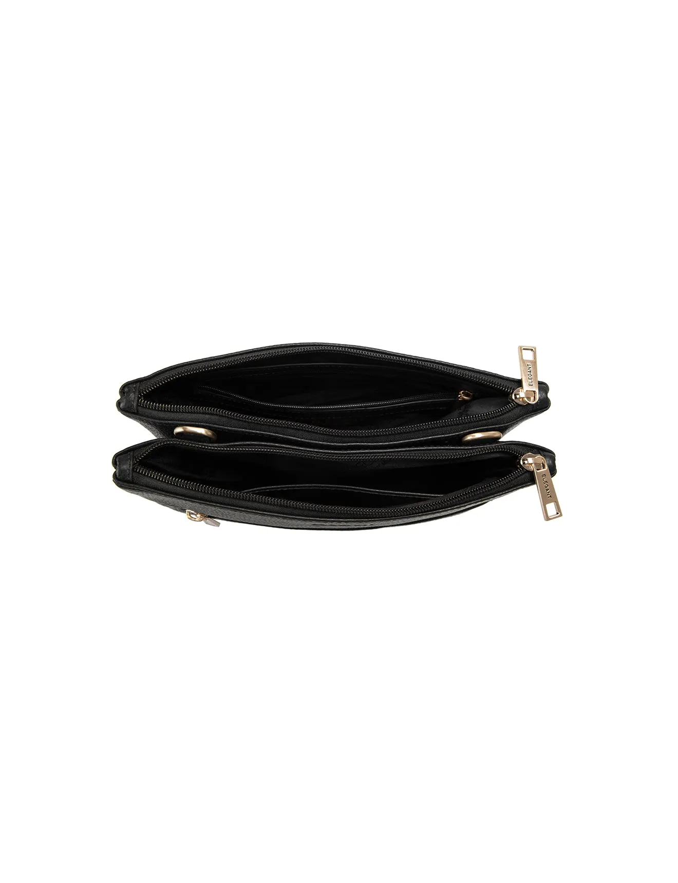 FLYNN LEATHER CROSS BODY BAG- E1-0832-BLK