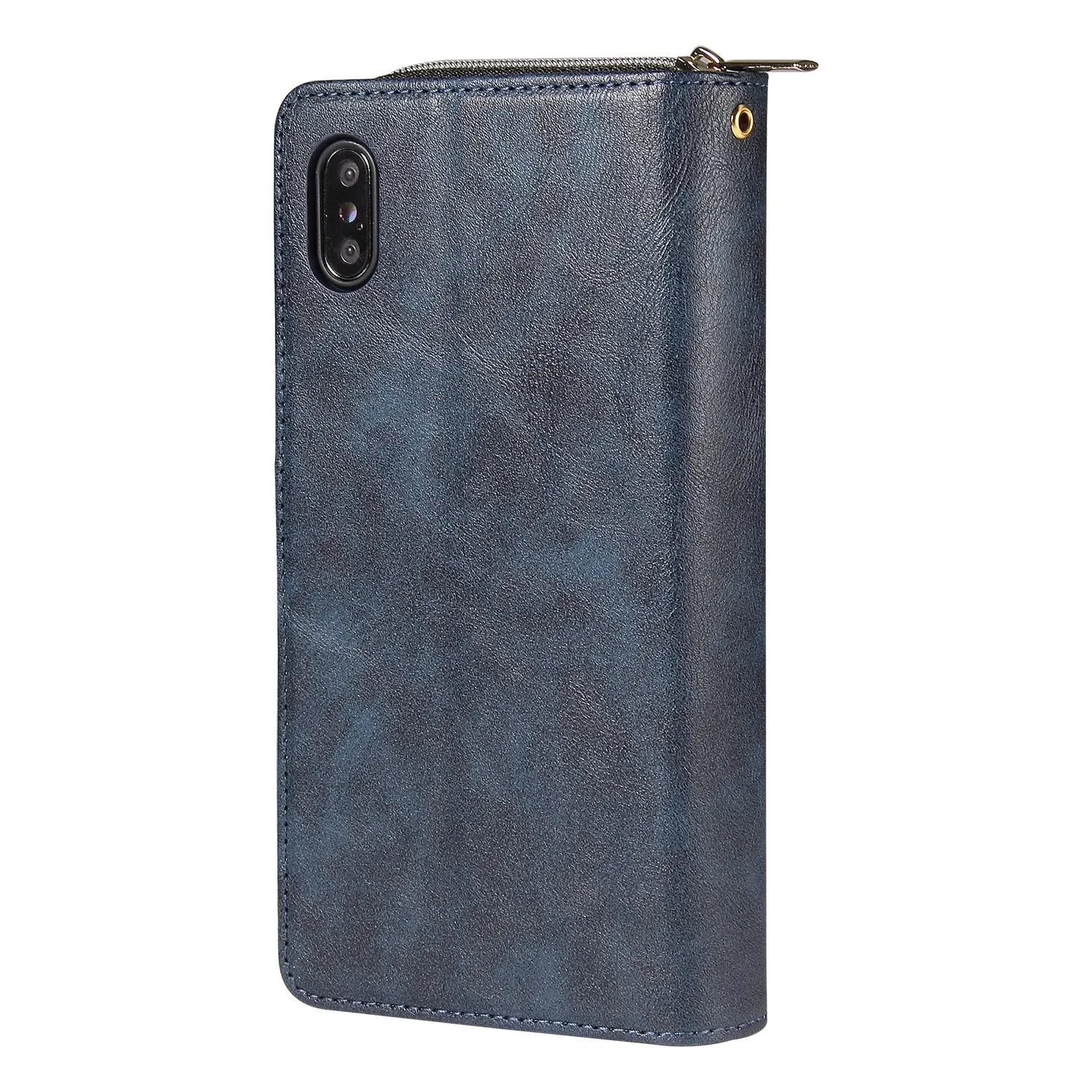 For iphone X/XS/XS MAX/11/11Pro Pu Leather  Mobile Phone Cover Zipper Card Bag   Wrist Strap brown