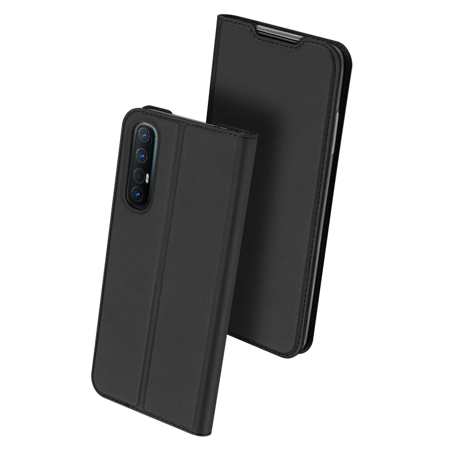 For OPPO Reno 3/3 Pro/ 3 pro 4G Case Magnetic Closure Card Slots Cellphone Cover Screen Protector Stand Available Leather Shell black