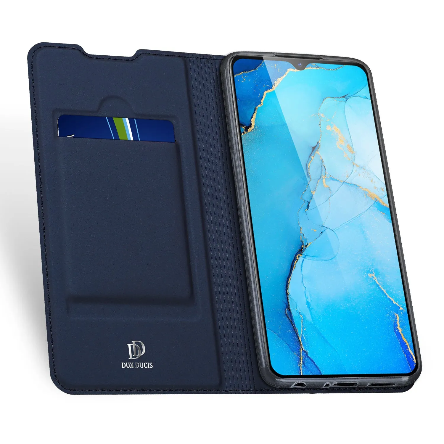 For OPPO Reno 3/3 Pro/ 3 pro 4G Case Magnetic Closure Card Slots Cellphone Cover Screen Protector Stand Available Leather Shell blue