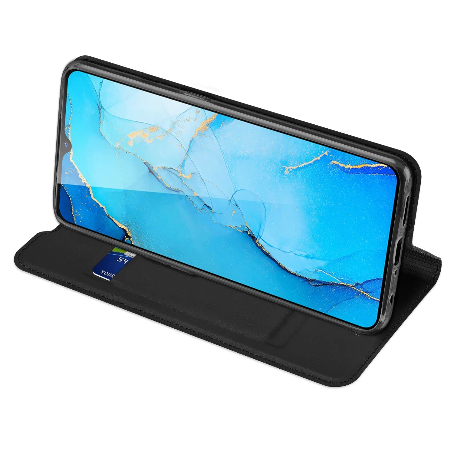 For OPPO Reno 3/3 Pro/ 3 pro 4G Case Magnetic Closure Card Slots Cellphone Cover Screen Protector Stand Available Leather Shell blue