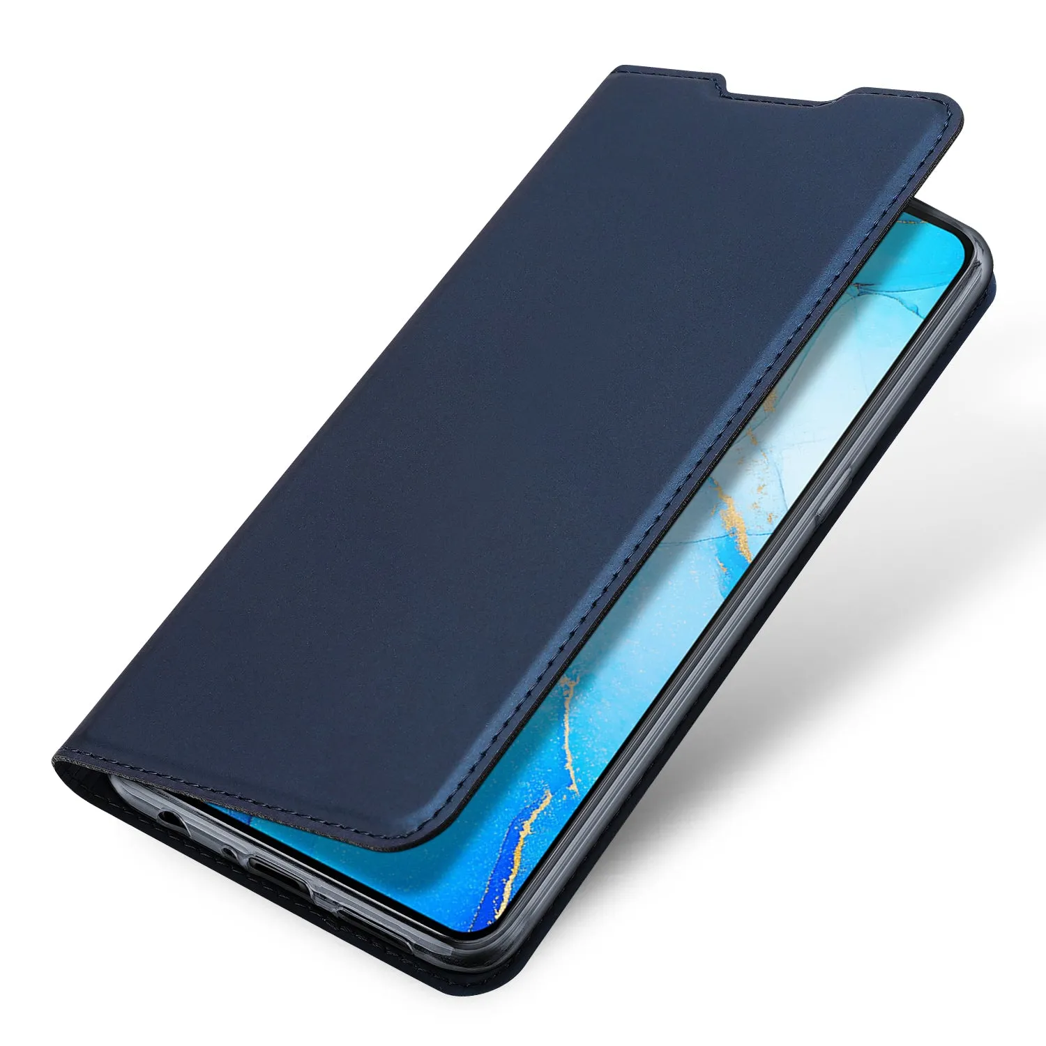 For OPPO Reno 3/3 Pro/ 3 pro 4G Case Magnetic Closure Card Slots Cellphone Cover Screen Protector Stand Available Leather Shell blue