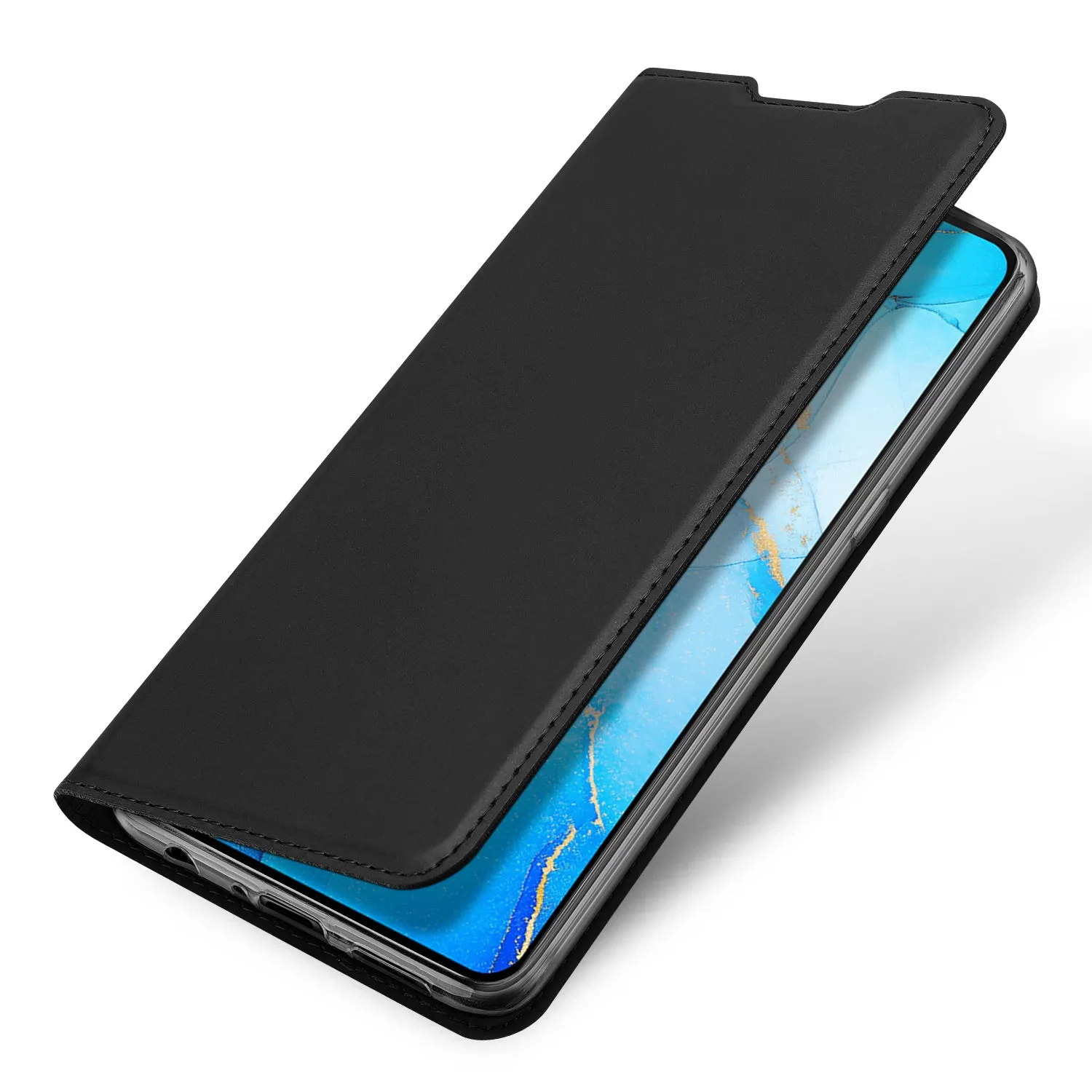 For OPPO Reno 3/3 Pro/ 3 pro 4G Case Magnetic Closure Card Slots Cellphone Cover Screen Protector Stand Available Leather Shell blue