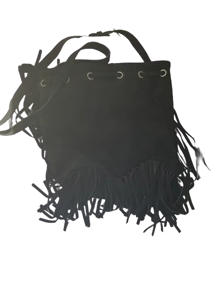 Forever 21 Black Suede Crossbody Fringe Purse