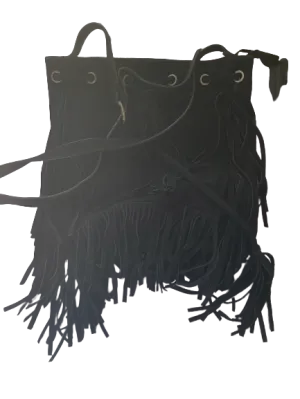 Forever 21 Black Suede Crossbody Fringe Purse