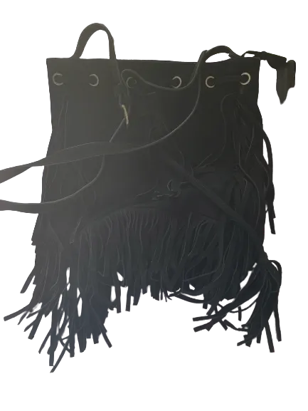 Forever 21 Black Suede Crossbody Fringe Purse