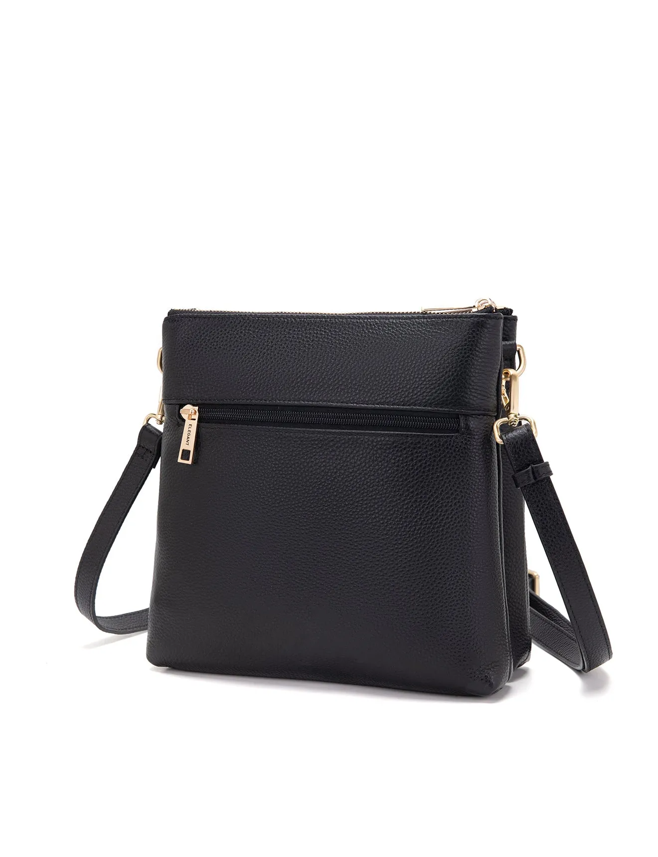 FREYA MULTICOMPARTMENT LEATHER XBODY BAG- E1-0844-BLK- NEW IN