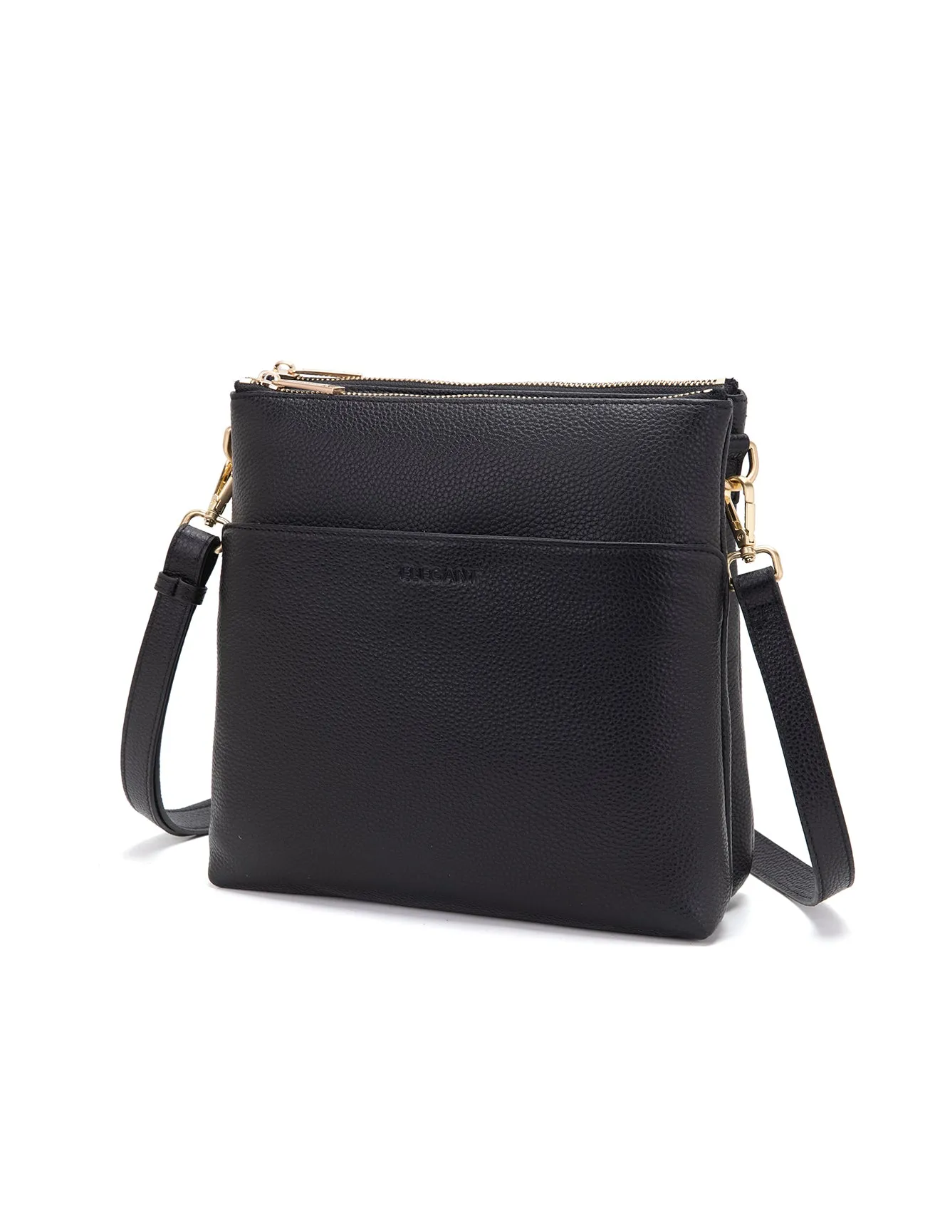 FREYA MULTICOMPARTMENT LEATHER XBODY BAG- E1-0844-BLK- NEW IN