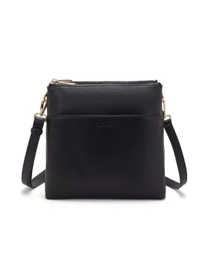 FREYA MULTICOMPARTMENT LEATHER XBODY BAG- E1-0844-BLK- NEW IN