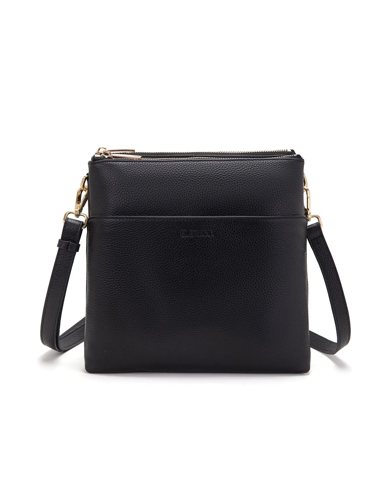 FREYA MULTICOMPARTMENT LEATHER XBODY BAG- E1-0844-BLK- NEW IN