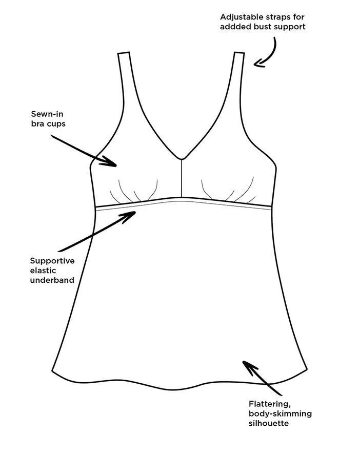 FULLFITALL - Mint Medallion V-NECK  Flowy Tankini Top