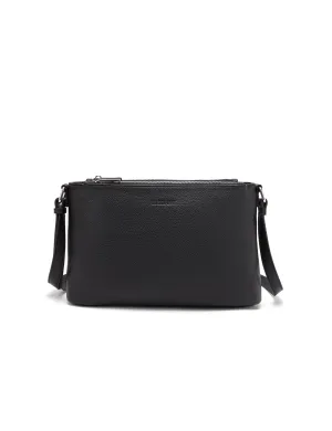 GABRIELLA TRIPLE COMPARTMENT LEATHER BAG- E1-0846-BLK- NEW IN