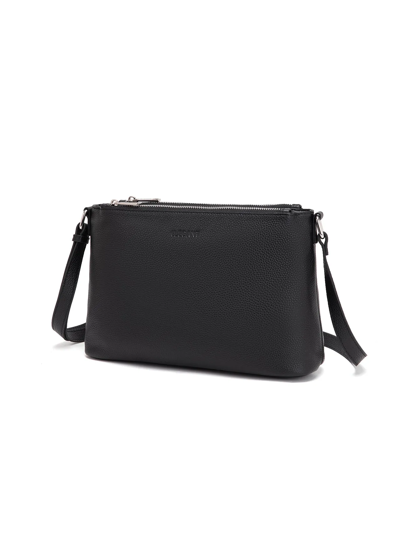 GABRIELLA TRIPLE COMPARTMENT LEATHER BAG- E1-0846-BLK- NEW IN