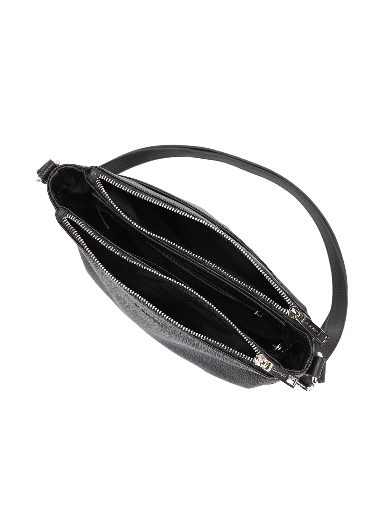 GABRIELLA TRIPLE COMPARTMENT LEATHER BAG- E1-0846-BLK- NEW IN