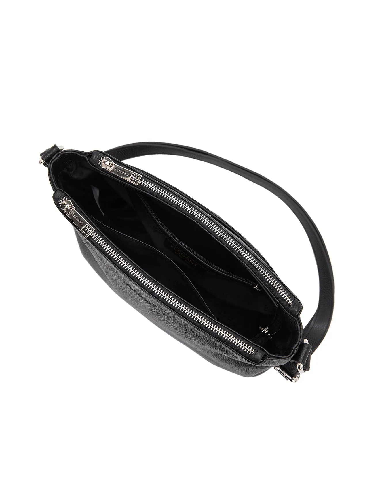 GABRIELLA TRIPLE COMPARTMENT LEATHER BAG- E1-0846-BLK- NEW IN