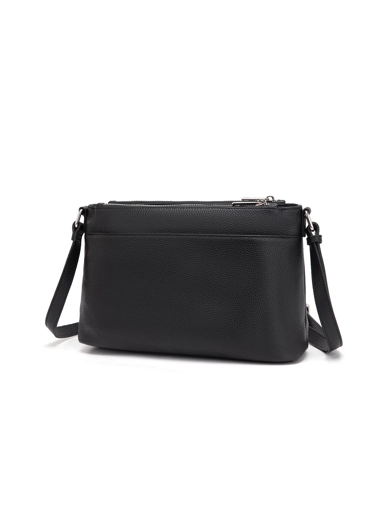 GABRIELLA TRIPLE COMPARTMENT LEATHER BAG- E1-0846-BLK- NEW IN