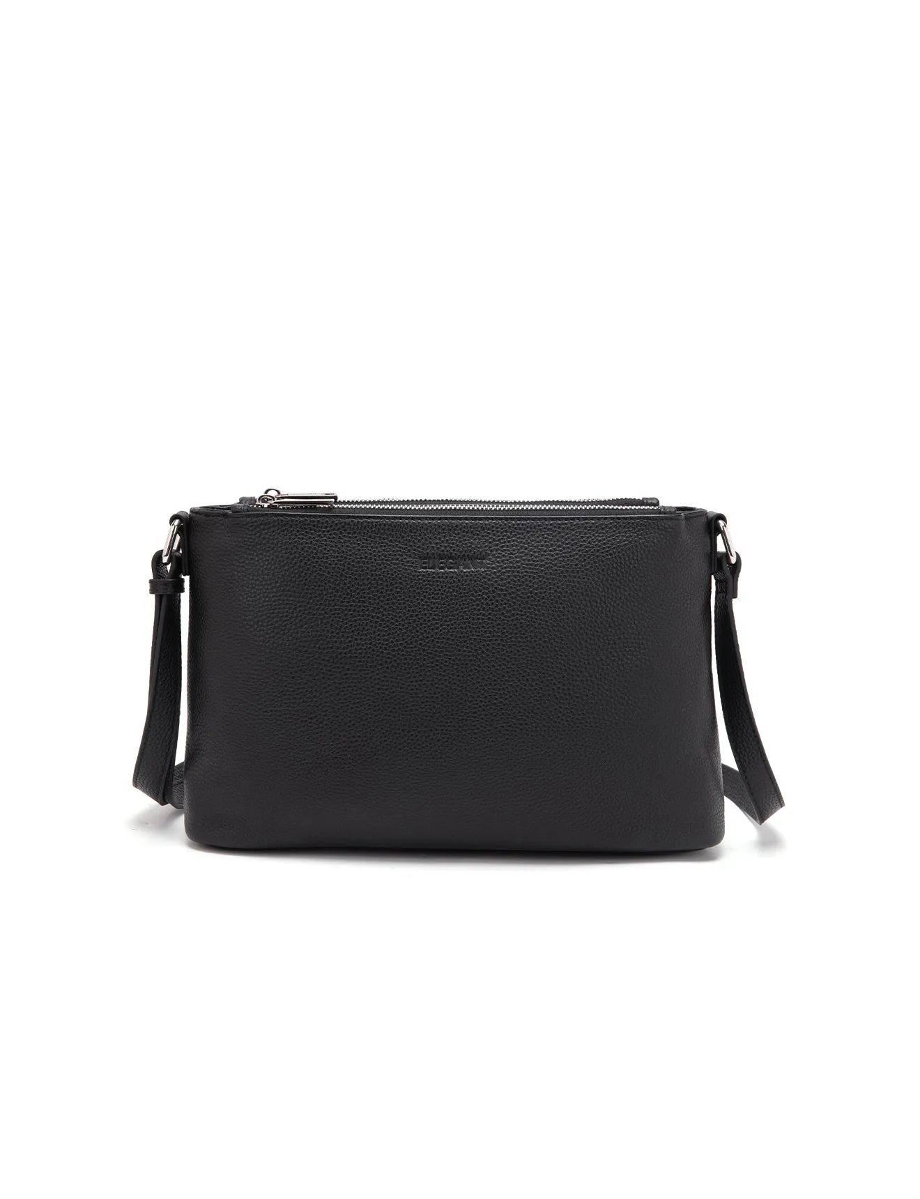 GABRIELLA TRIPLE COMPARTMENT LEATHER BAG- E1-0846-BLK- NEW IN