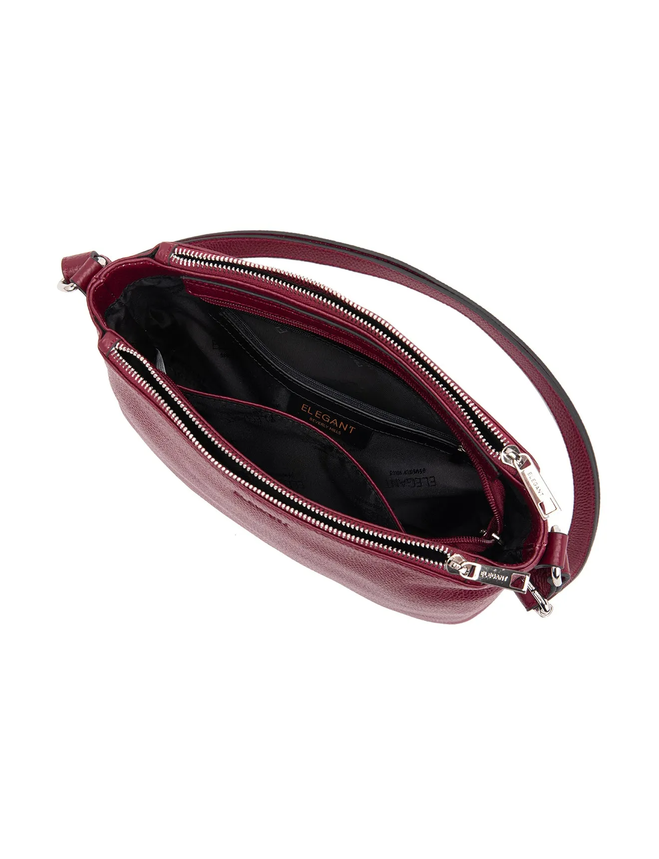 GABRIELLA TRIPLE COMPARTMENT LEATHER BAG- E1-0846-BUR-NEW IN