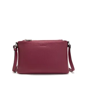 GABRIELLA TRIPLE COMPARTMENT LEATHER BAG- E1-0846-BUR-NEW IN